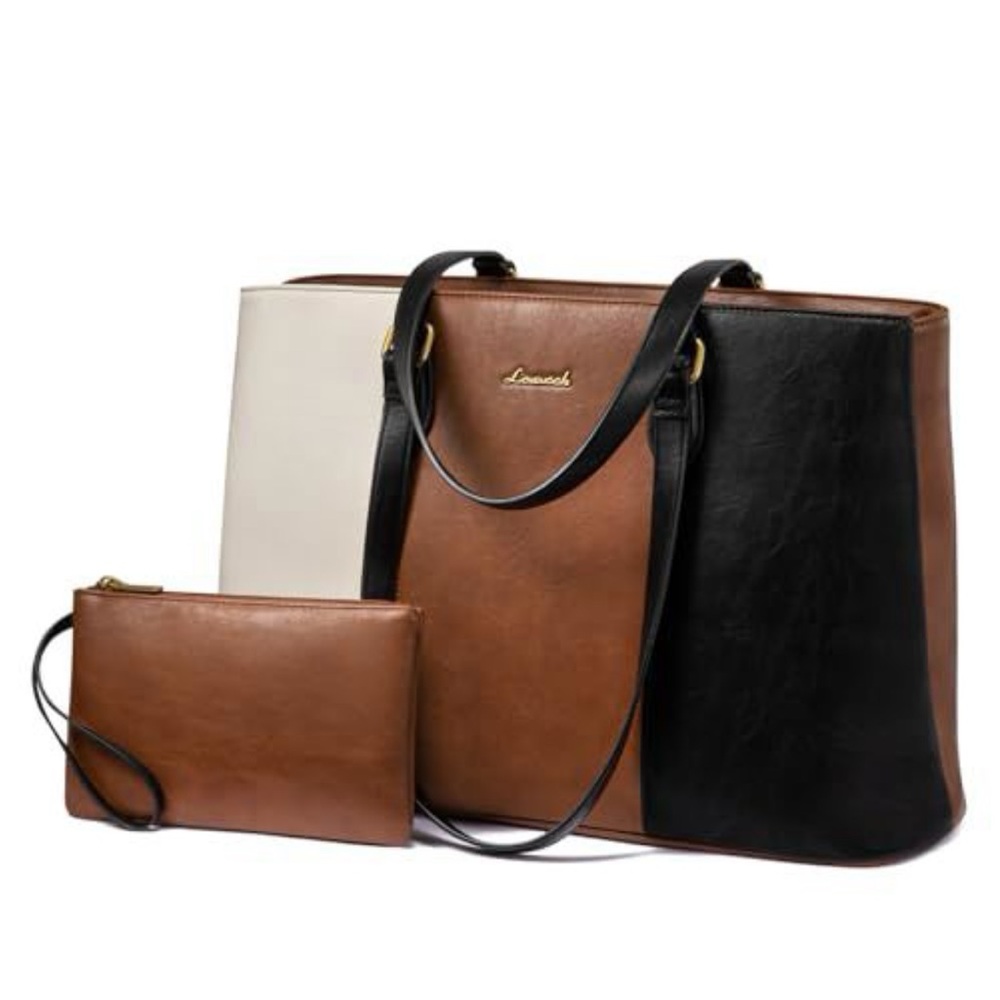 Women's Black and Brown Tote Bag